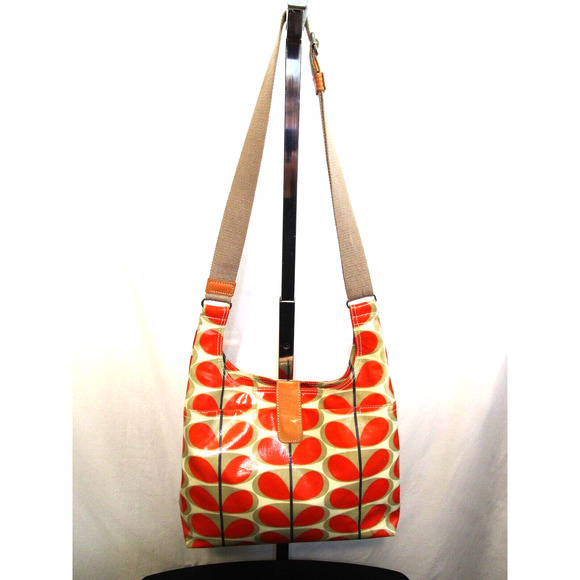 Orla Kiely Orange Stem Print Coated Canvas Midi Sling Crossbody Purse - Picture 2 of 11